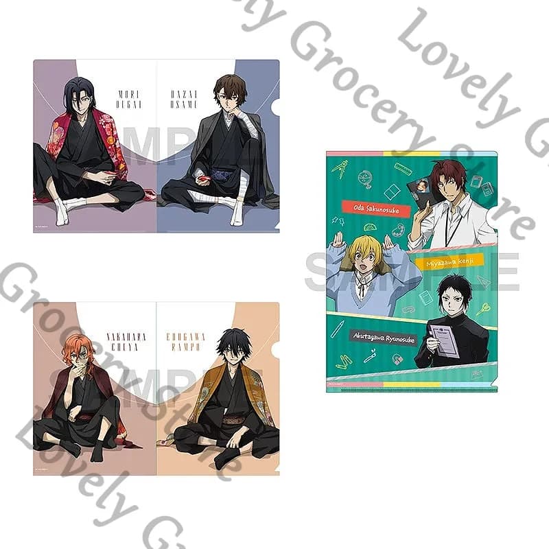 Genuine Anime Bungo Stray Dogs Sakunosuke Oda Mori Ogai Dazai Osamu Cosplay Cartoon Documents Pouch Folder File Pocket Fans Gift