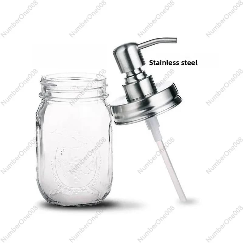 Kit di coperchi per dispenser di sapone in barattolo di vetro da 2 pezzi Kit per dispenser di lozione in acciaio inossidabile Coperchi per dispenser di sapone a prova di ruggine Bagno al dettaglio