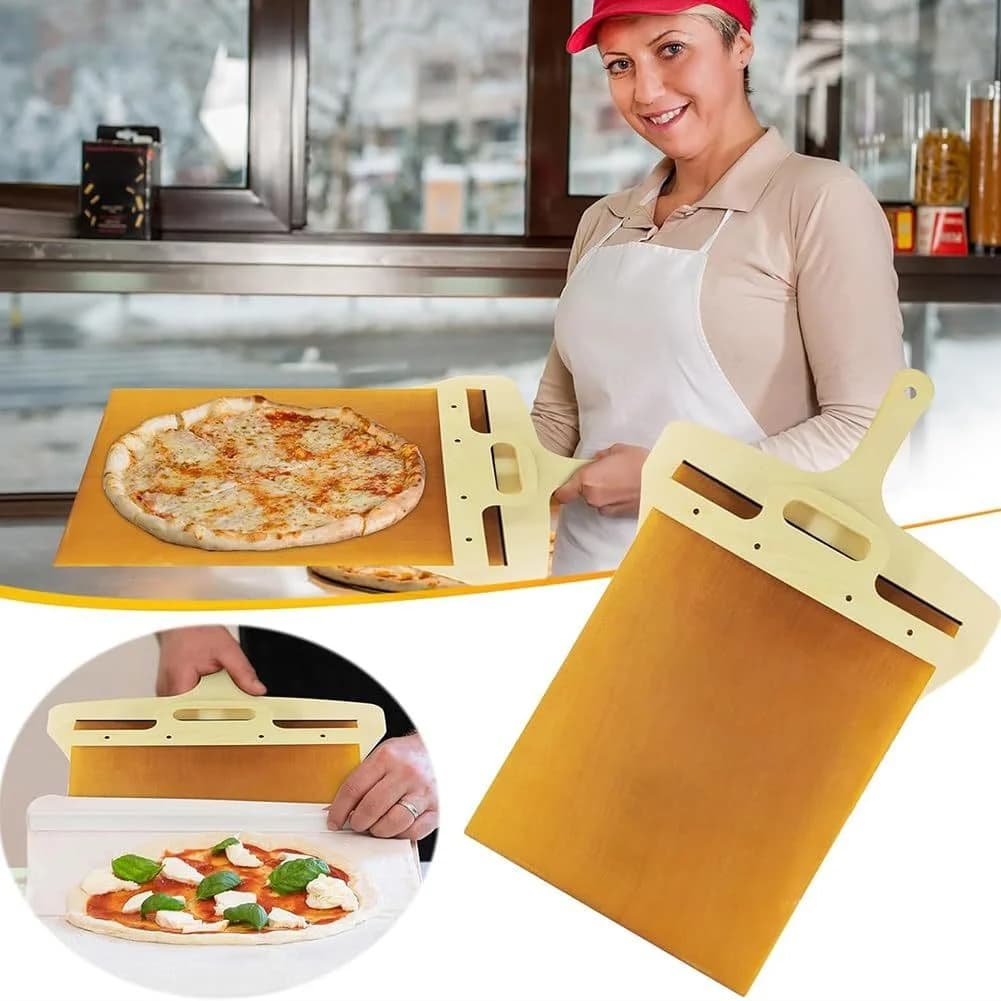 Sliding Pizza Peel Portable Sliding Pizza Shovel Pizza Slider Paddle Non-Stick Spatula Paddle with High Temperature Cloth
