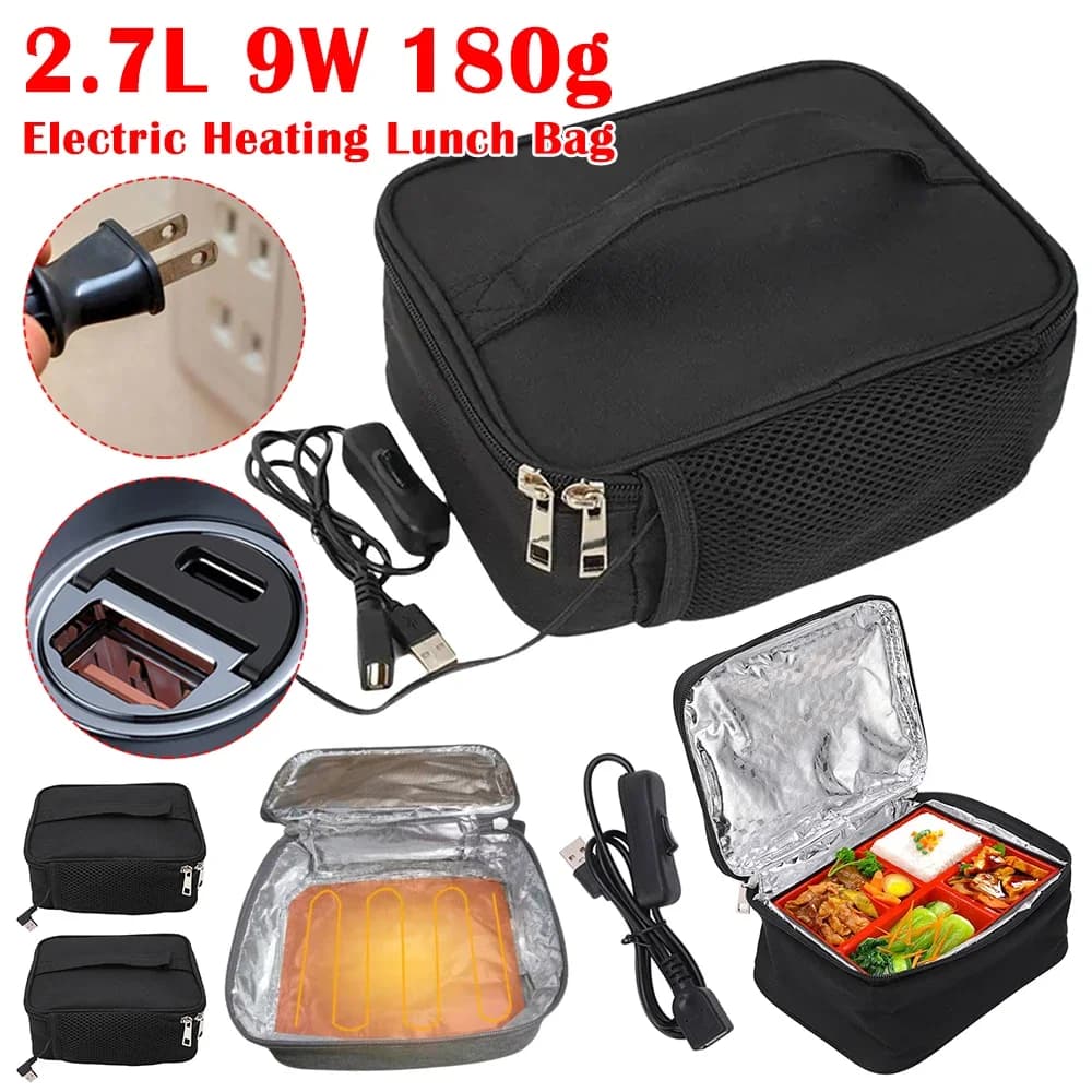 Isolamento alimentare Bento Lunch Box USB Camping Lunch Box elettrico borsa isolante termostatica in tessuto Oxford per escursioni in campeggio Auto