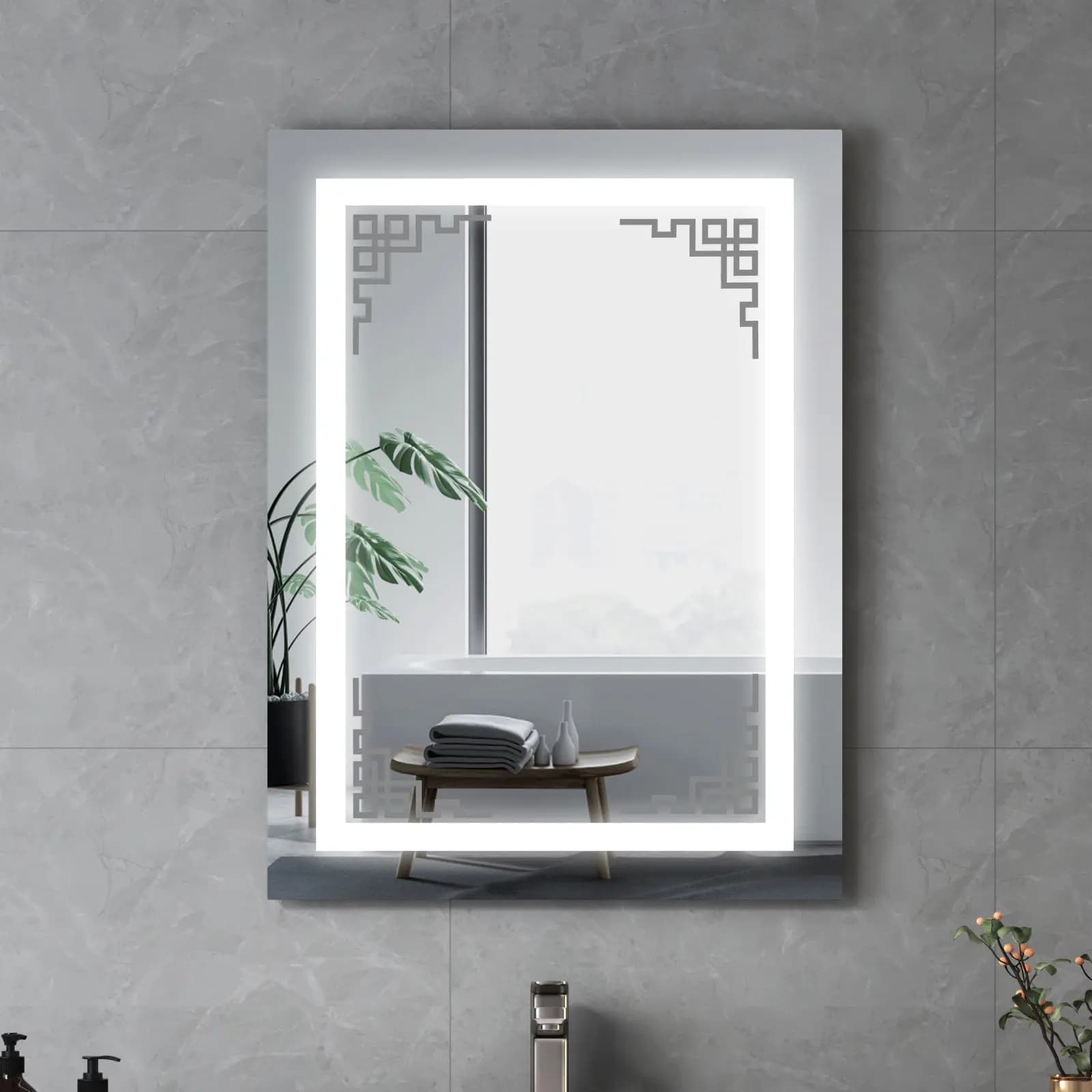 4 Pezzi Adesivi Decorativi per Cornici Specchio, per Pareti e Armadietti del Bagno, in Acrilico Autoadesivo, Facile Applicazione, Finitura Liscia
