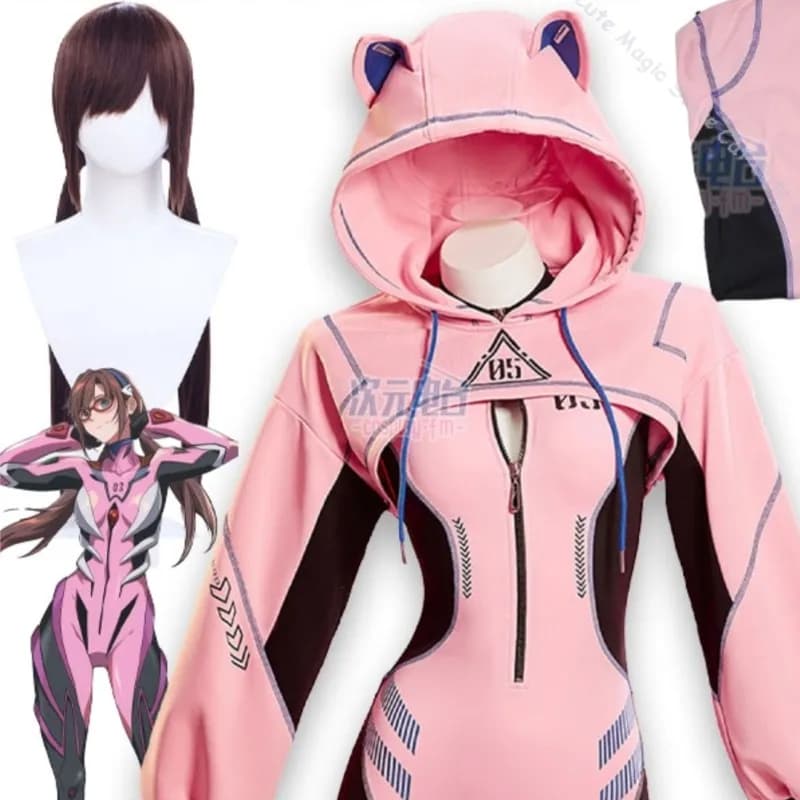 Mari Makinami Cosplay Anime Cosplay Halloween Carnival Sport Clothing Red Woman with Hood Uniforms Pink Christmas Carnival