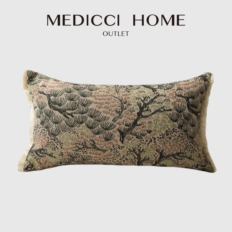 Medicci Home Federa per cuscino lombare in jacquard con scene idilliache e pastorali, copricuscino decorativo stile rustico per divano del soggiorno, idea regalo per l'inaugurazione della casa
