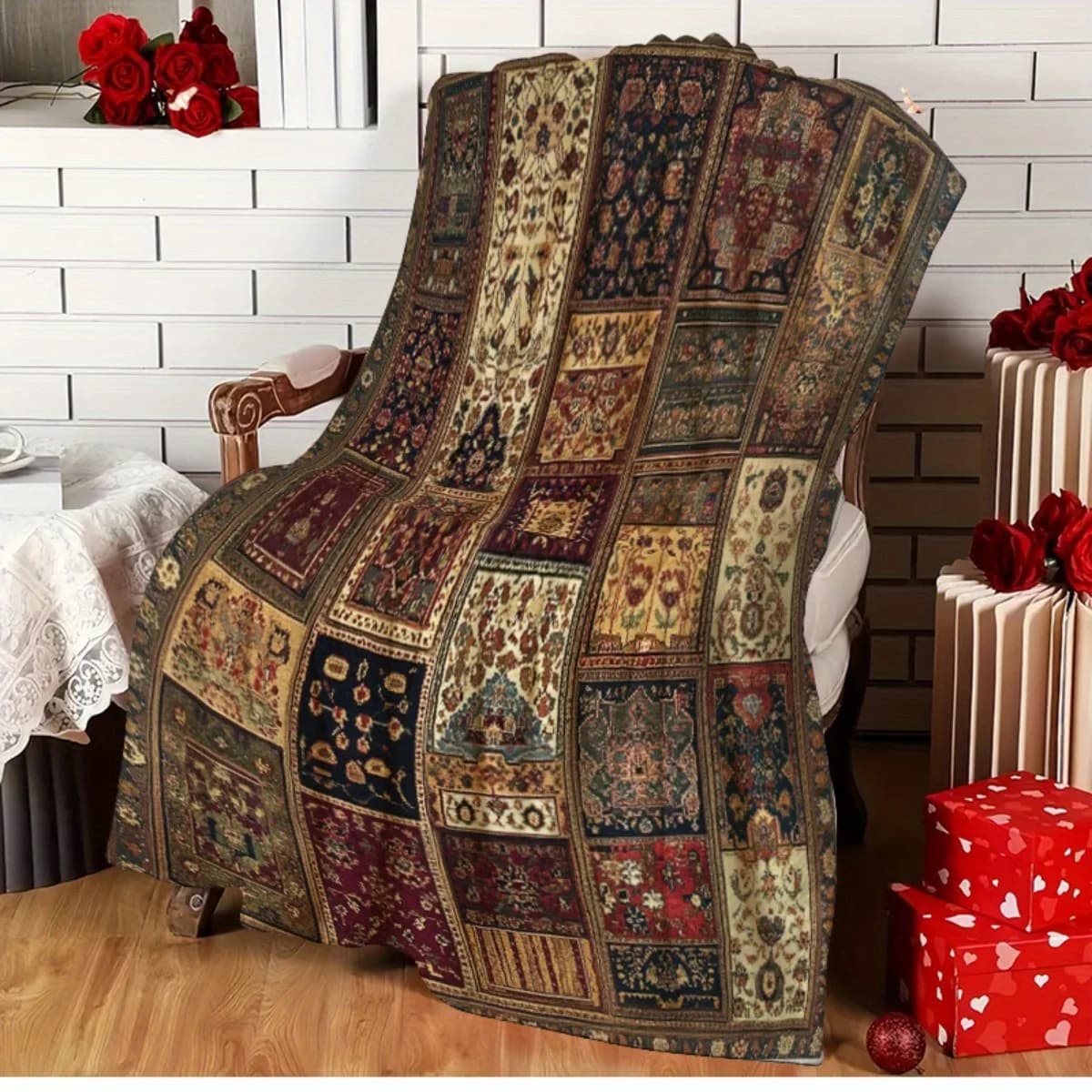 Coperta in Flanella con Design a Quadri Vintage, Stampa 2D per Letto, Ufficio, Viaggi, Campeggio, Divano, Calore per Tutte le Stagioni