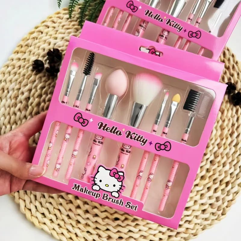 Nuovo set di pennelli per il trucco a tema Hello Kitty, modello Kawaii, accessori anime, pennelli carini a forma di cartone animato per ragazze.