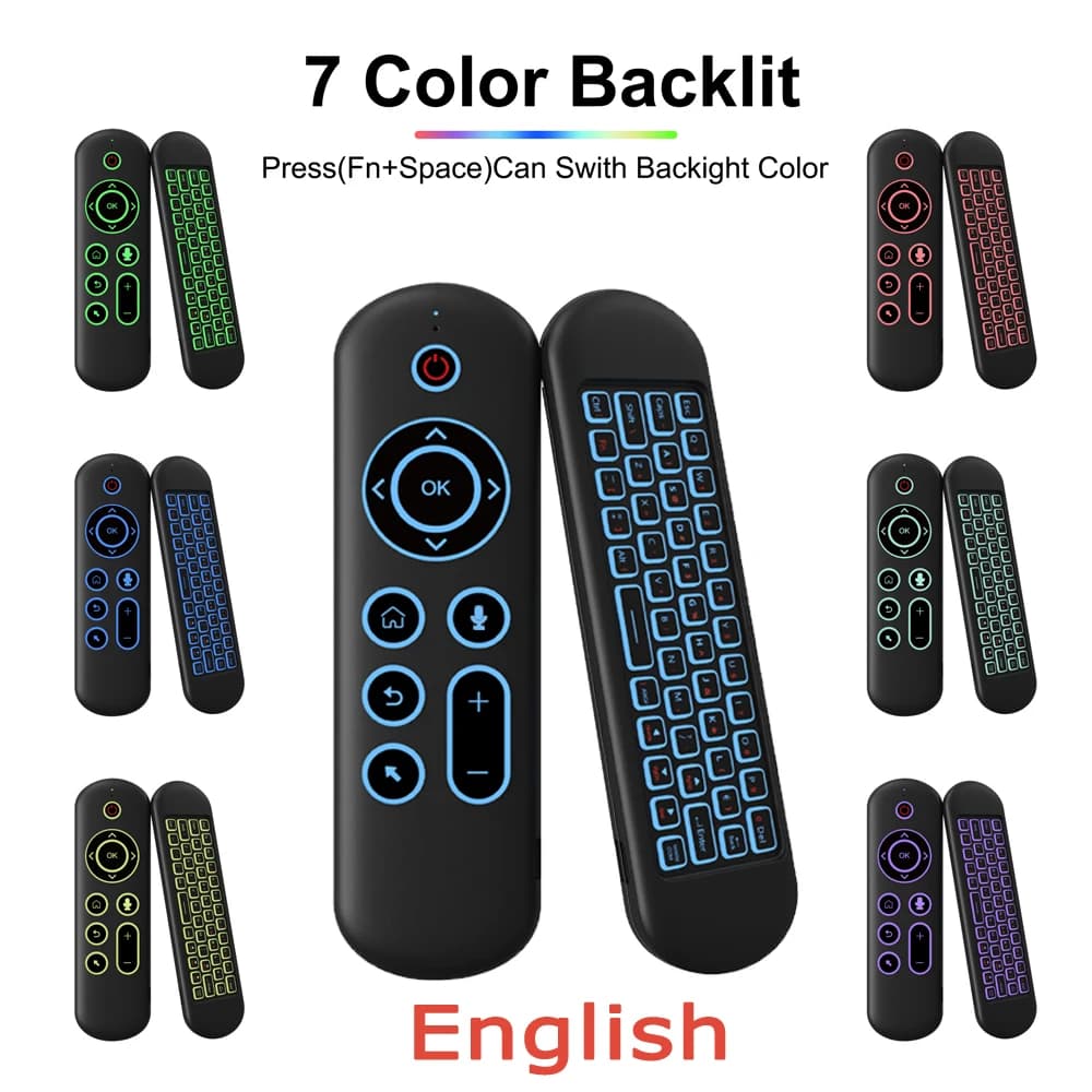 Air Mouse telecomando Wireless giroscopio retroilluminato Mini tastiera Dual Mode BT5.2 retroilluminazione a 7 colori per Android Smart TV Box PC