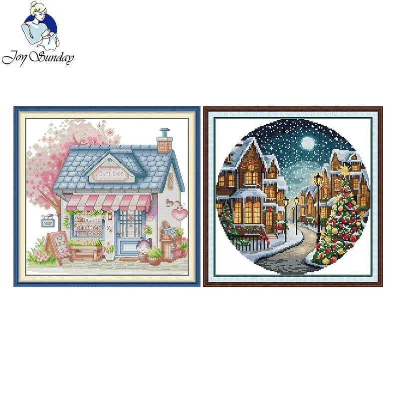 20250421-Landscape Joy Sunday Cross Stitch Complete Kit DIY Pattern Stamped Counted Canvas 16CT 14CT 11CT Embroidery Set