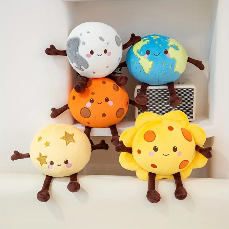 Cuscini a forma di pianeti in peluche con Terra, Saturno, Luna, Marte, Venere, Sole, simpatici animali di peluche, regali perfetti per compleanni.