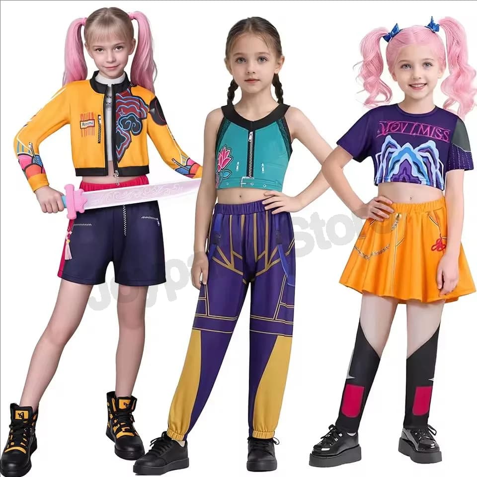 Anime K-Pop Rumi Zoey Demon Hunter Cosplay Kpop Rumi Zoey Mira Cosplay Full Dress For Kids Style Kids Dresses for Theatre Shows