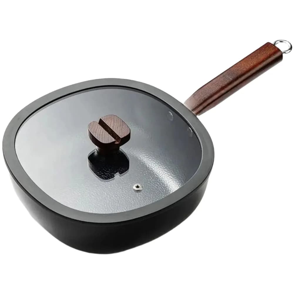 Frying Pan Square Wok For Stir-frying Single-serving Size Even Heat Distribution Easy Food Release Square Hammered Frying Pan
