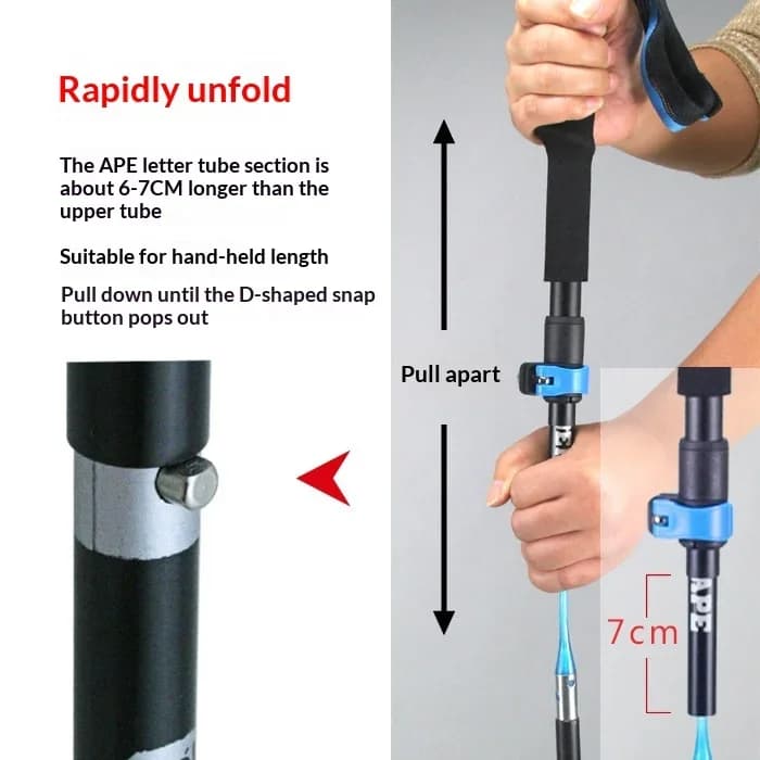 T800 25K 125g Lightweight Foldable Metal Lock Hiking Stick for Mountaineering Trail Running Woven Carbon Tube Trekking Pole
