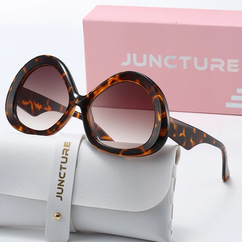 JUNCTURE Occhiali da sole ovali da donna alla moda Occhiali da sole con montatura grande sfumata Lady Party Regali per le vacanze Occhiali da sole per le donne