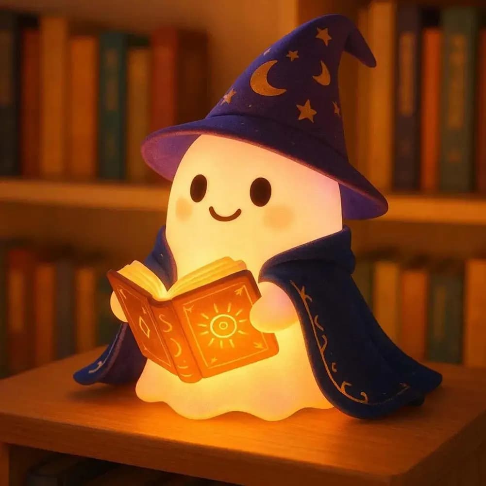 Lampada fantasma decorativa Set di luci notturne fantasma incantante per gli amanti dei libri di Halloween Lampada a LED Decorazione della camera dei bambini della camera da letto di casa