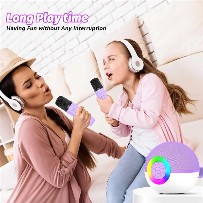 B04B-Mini macchina per karaoke con 2 microfoni, giocattoli portatili per canzoni con microfono Bluetooth con luce a LED, regalo di compleanno di Natale per bambini