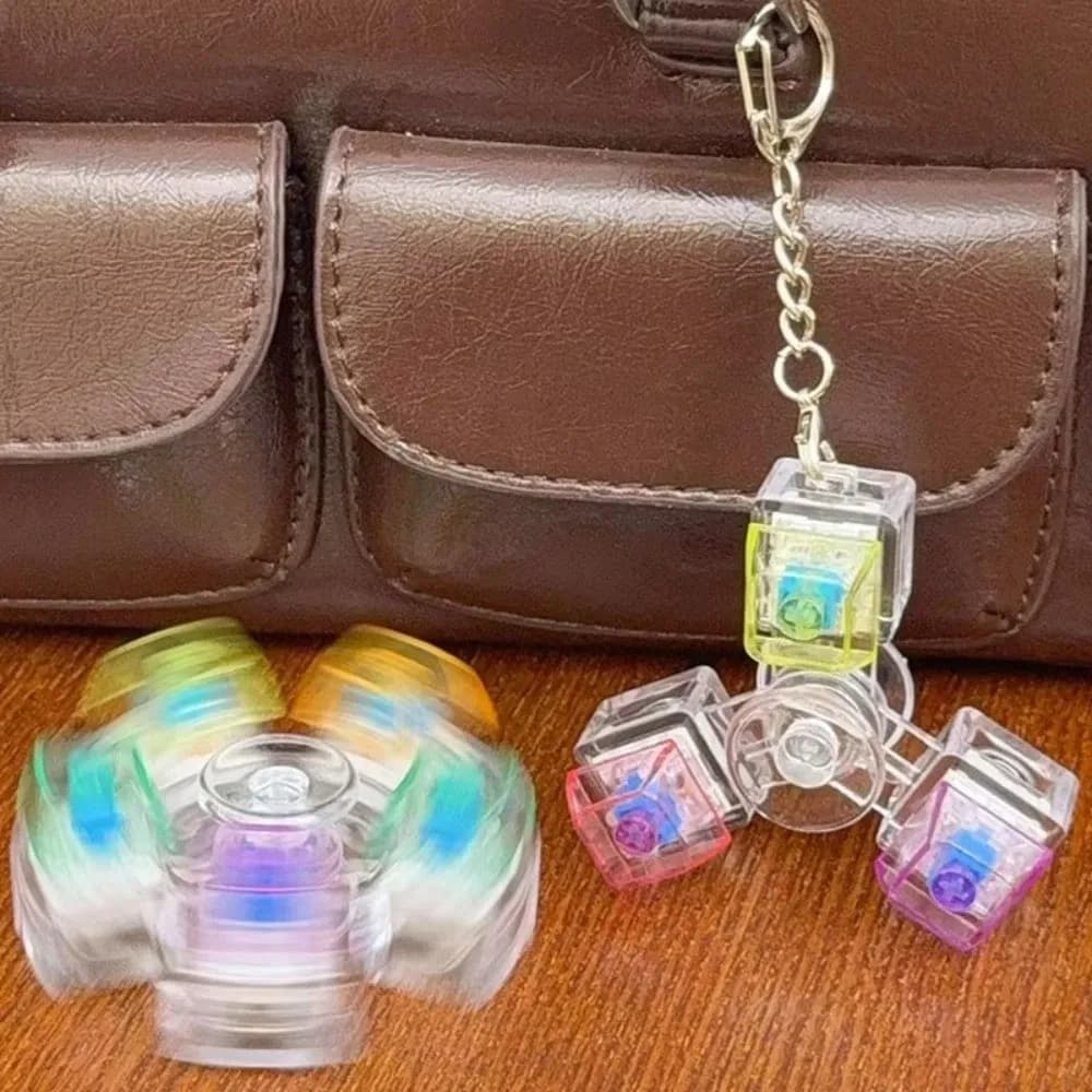 New Key Button LED Light-Up Keychain Transparent Stress Relief Keyboard Fidget Pass The Time Light Emitting Mechanical Keyboard