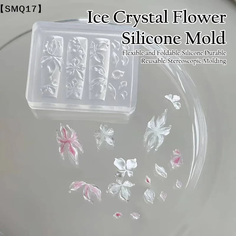 1 Pcs 3D Ice Crystal Flower Ice Creative Silicone Acrylic Nail Mold DIY Silicone Manicure Nail Art Decorations Mold【SMQ】