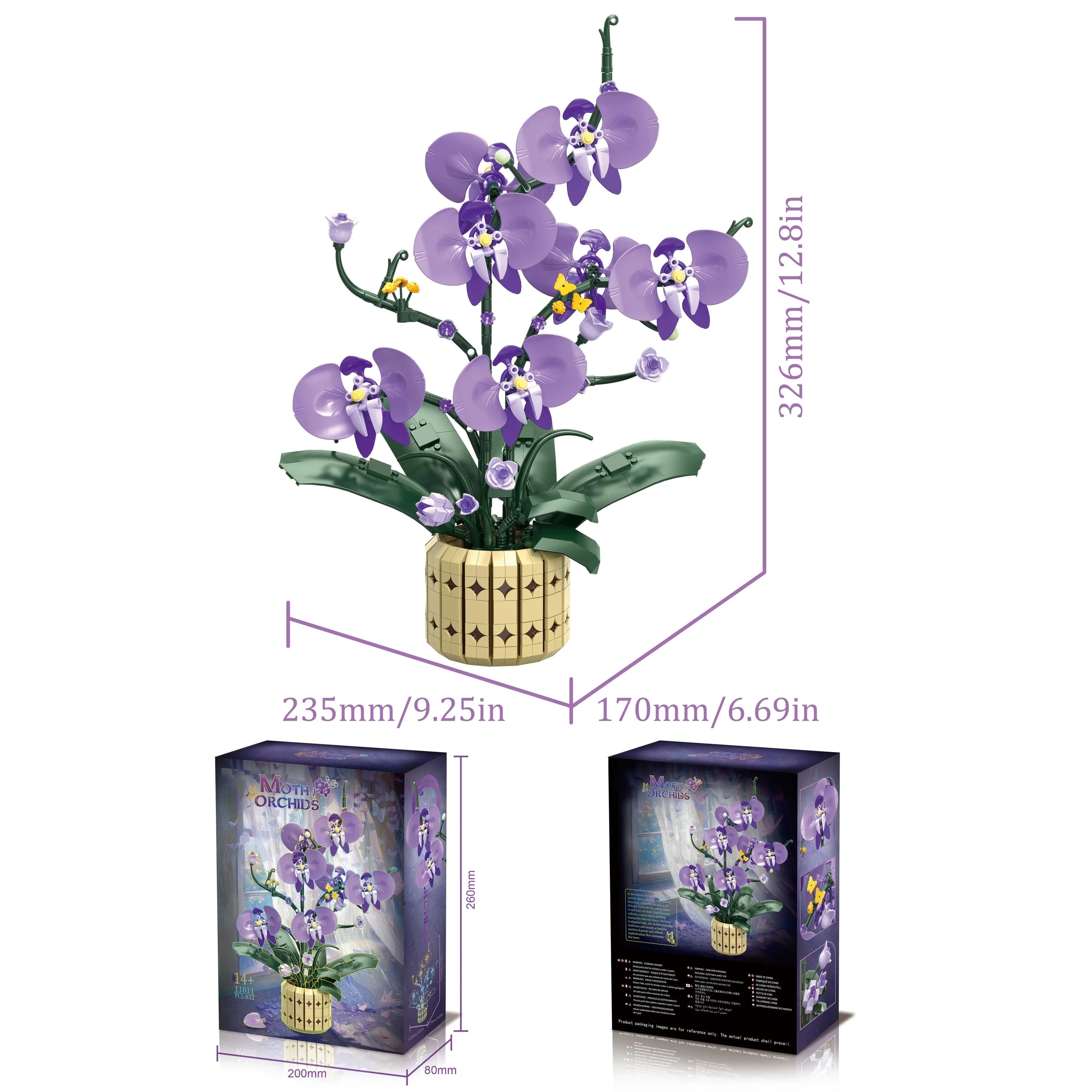 Set di Costruzioni Orquidea Phalaenopsis 832 Pezzi, Modello Botanico DIY a Piccole Particelle, Giocattolo Educativo STEM, Regalo di Compleanno per Bambini