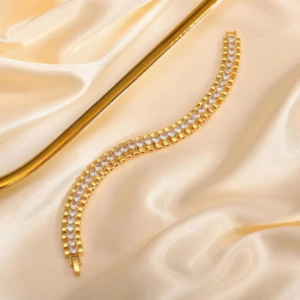 Jewelry Paperclip Chain Women Bracelet Handmade Ornaments Block Chain Bracelets Waterproof High-end Cubic Zirconia Bangle