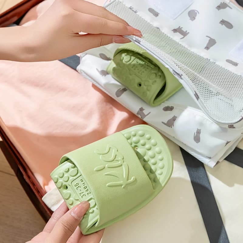 Women's Foldable Portable Travel Slippers, Non-Slip Quick-Drying Shower Sandals for Hotel, Business Trip & Home Bathroom Use