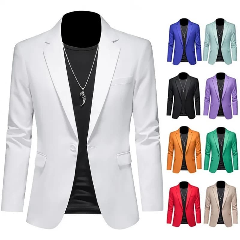 Suit Large Size Solid Color One-button Men's Dress Korean Version Slim-fitting Small Suit Single-piece Suit Jacket