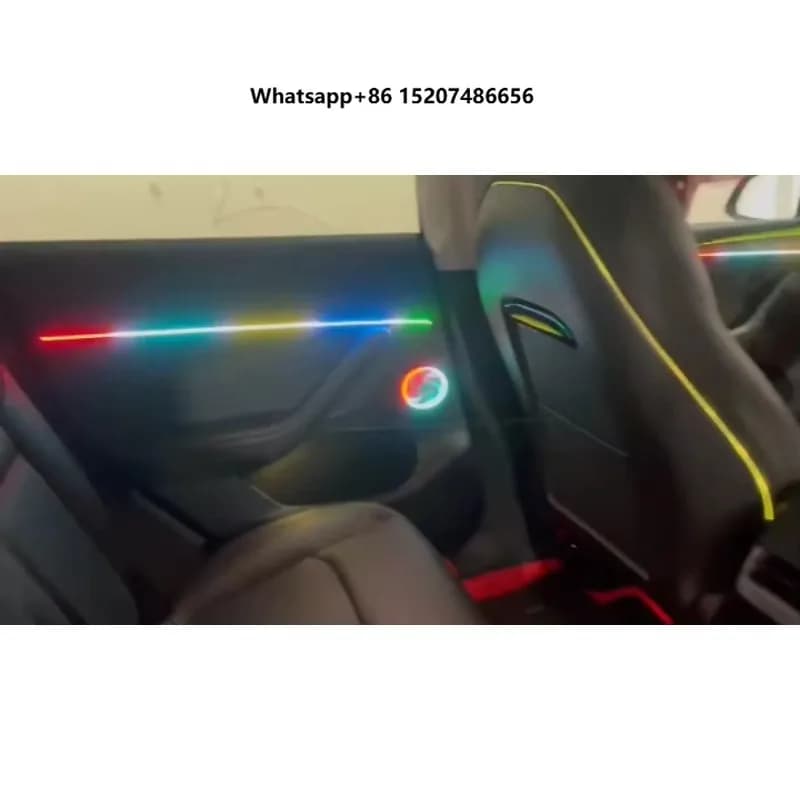 Upgrade 256 Colors Symphony Led Car Interior Ambient Lighting Accessories for Model 3/Y 2021-2023 Atmosphere Light Strip