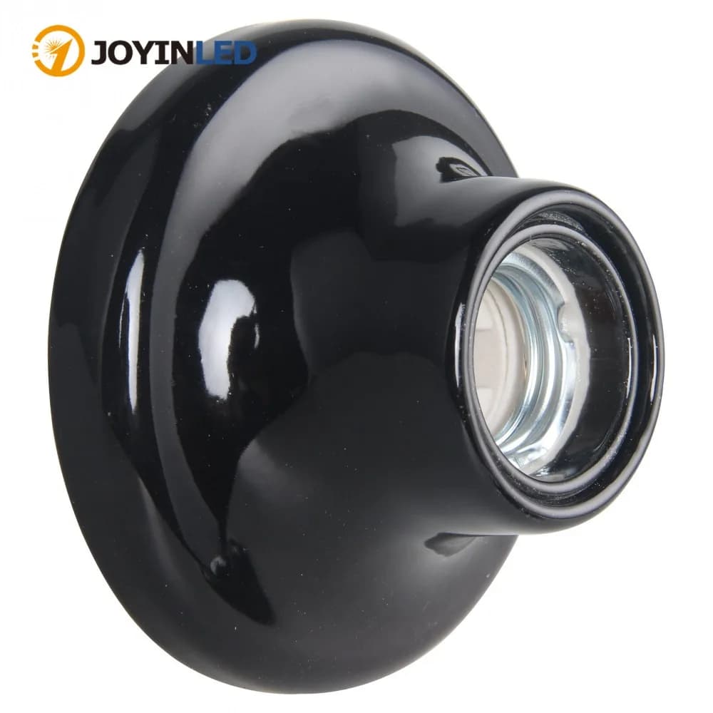 JOYINLED 1/4 Pezzi Portalampada E27 in Ceramica Bianca e Nera per Illuminazione a Parete e Soffitto