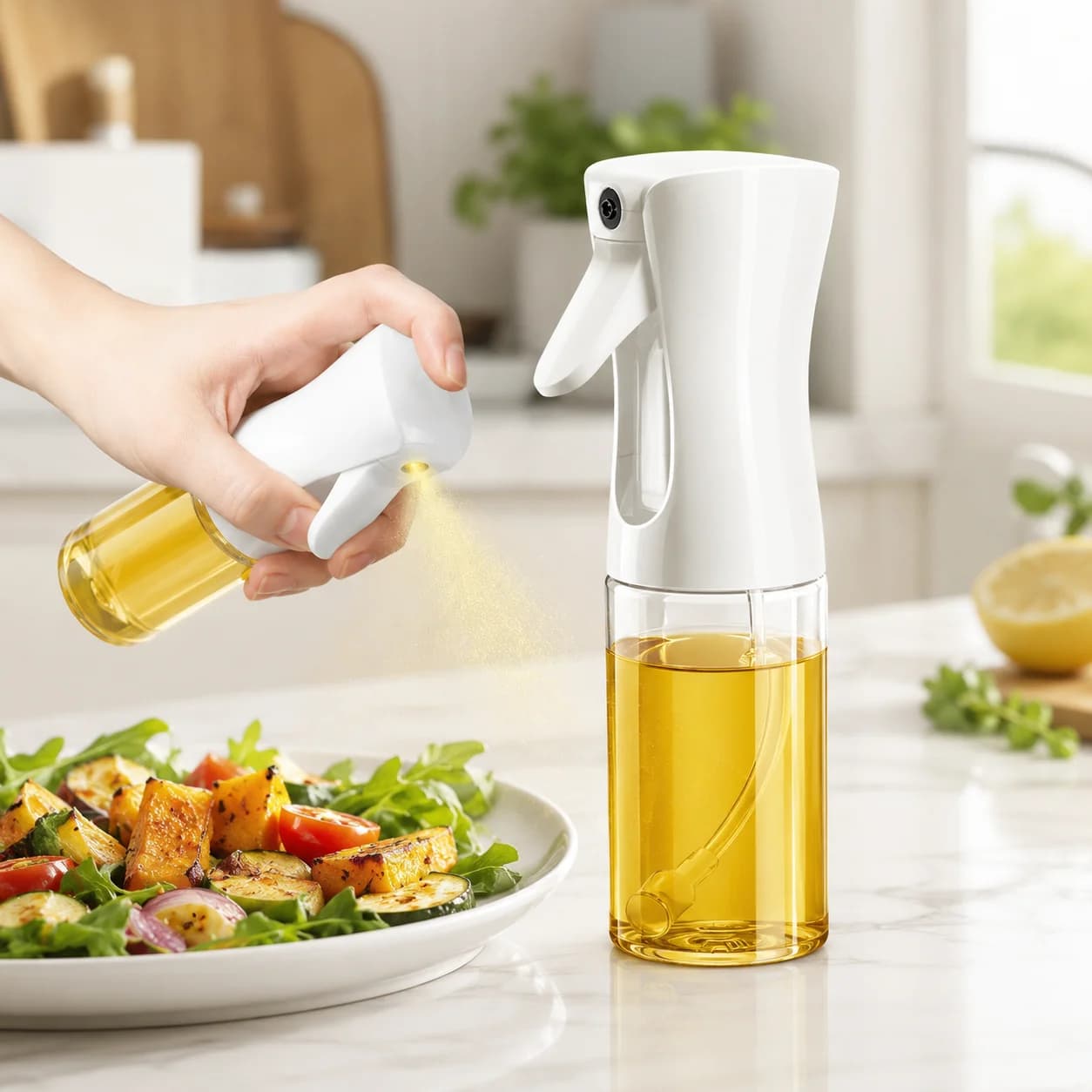 Olive Oil Sprayer 200/300/500ML Oil Spray Bottle Reusable Kitchen Oil Vinegar Dispenser Spray Bottle for Air Fryer BBQ Cooking