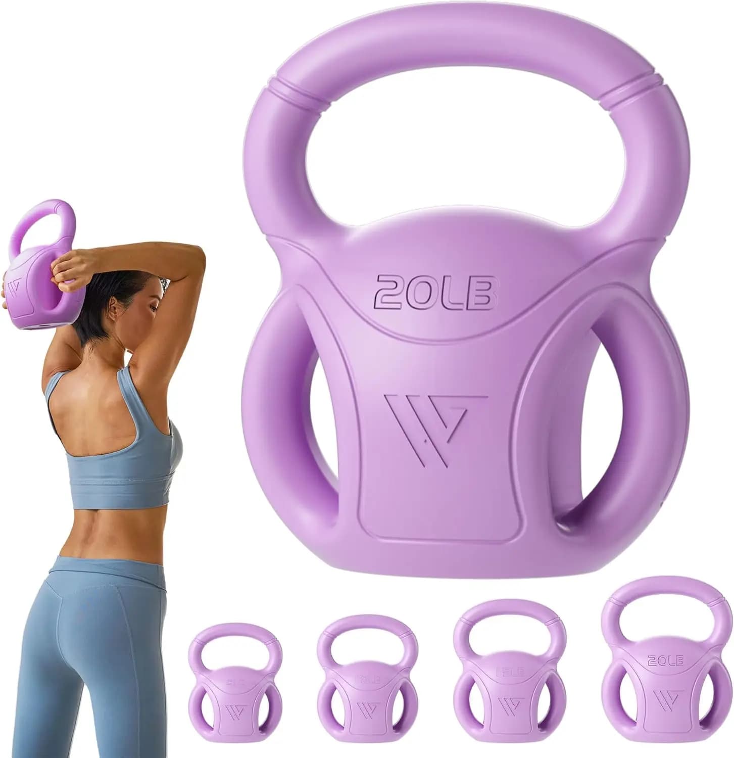 Kettlebell 3 Handles for Women: 5-20 LB Options, Ideal for Russian Twists, Weight Lifting and Core Workout at Home