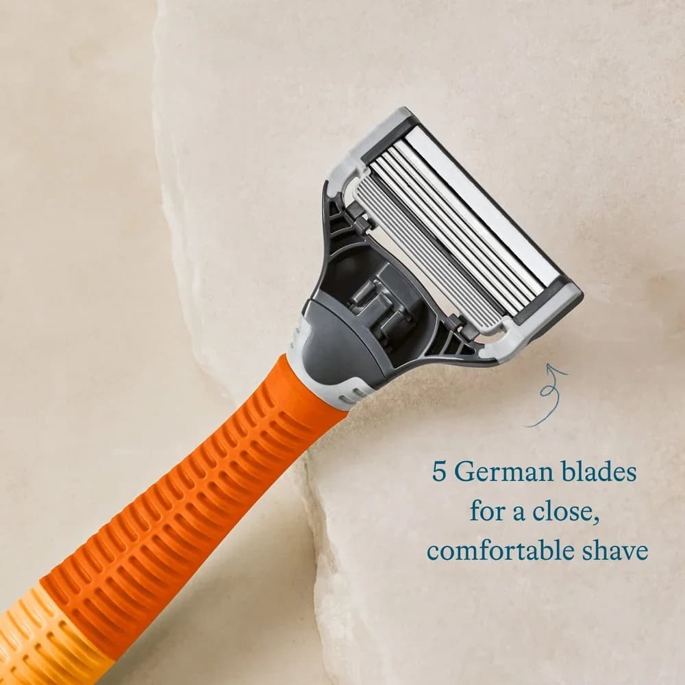 Rasoio da uomo con cartucce a 5 lame Cerniera flessibile Trimmer di precisione Striscia lubrificante Rasatura chiusa Manico antiscivolo Rasatura del viso