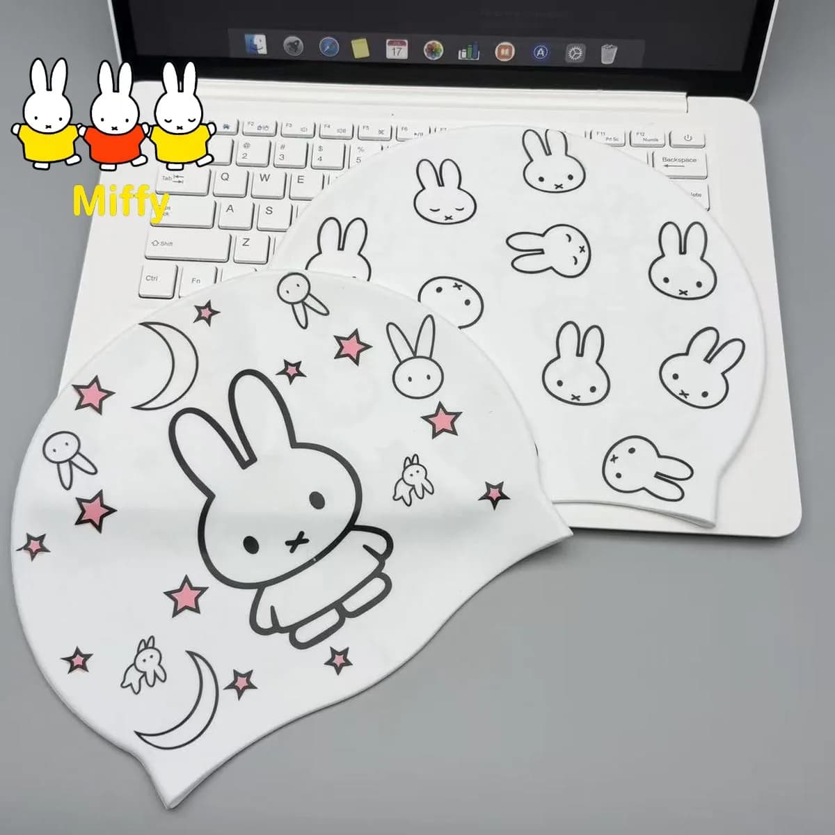Kawaii Miffy Swimwear, Nice Silicone Headphone with Miffy Animated Carton, Swimwear Waterproof for Adult Women with Ear Protection