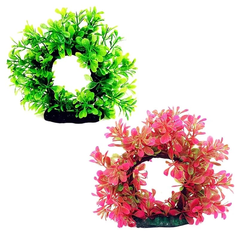 Ghirlanda subacquea Plastica subacquea artificiale Acquario Acquario Acquatico Arbusto falso Erba Pianta acquatica Erba verde Ghirlanda rosa