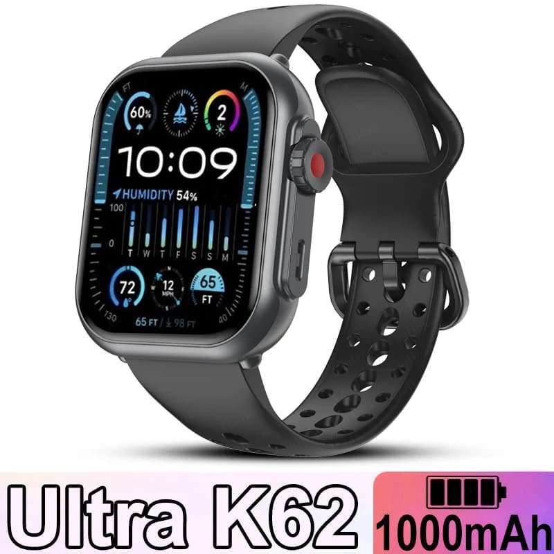 Orologio Ultra K62 Uomo Donna 1000mAh AMOLED Frequenza cardiaca 100 + Sport HD Chiamata Bluetooth GPS Track Orologio intelligente impermeabile per IOS Android