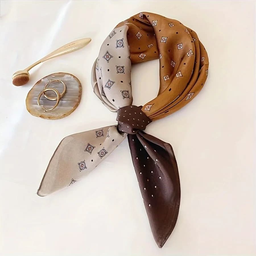 2025 New Star Designer Floral Print Women's Square Silk Scarves Satin Head wrapper Bandana Handkerchief Hijab
