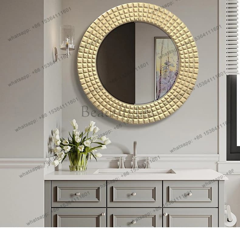 Specchio rotondo francese per il trucco, stile moderno, specchio da bagno per uso domestico