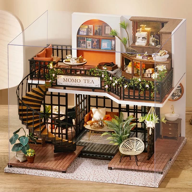 Kit casa delle bambole in miniatura, puzzle 3D da assemblare, modello da costruire fai da te, set di giocattoli fatti a mano, decorazione per camera e camera da letto, regalo di compleanno