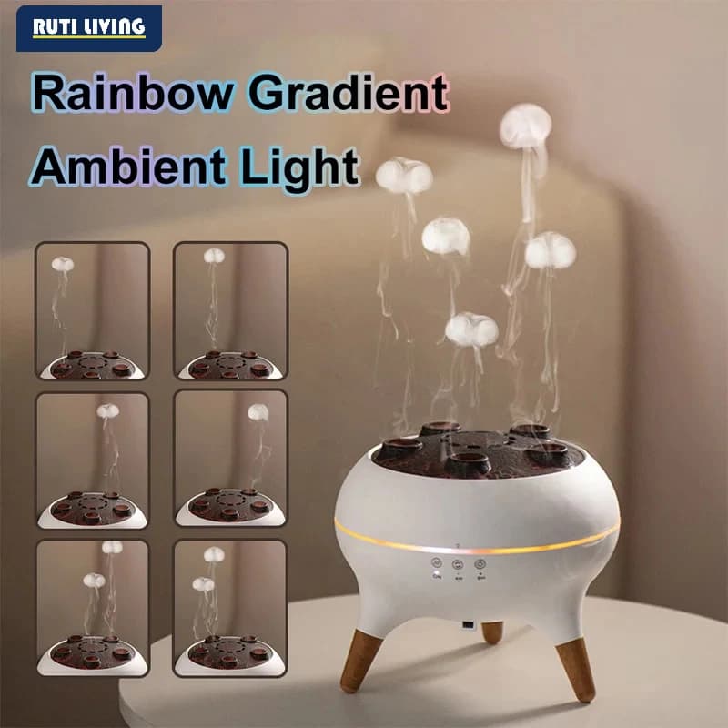 RUTI NEW Aromatherapy Essential Oil Diffuser Wood Grain Remote Control Ultrasonic Air Humidifier Cool with 7 Color LED Lights