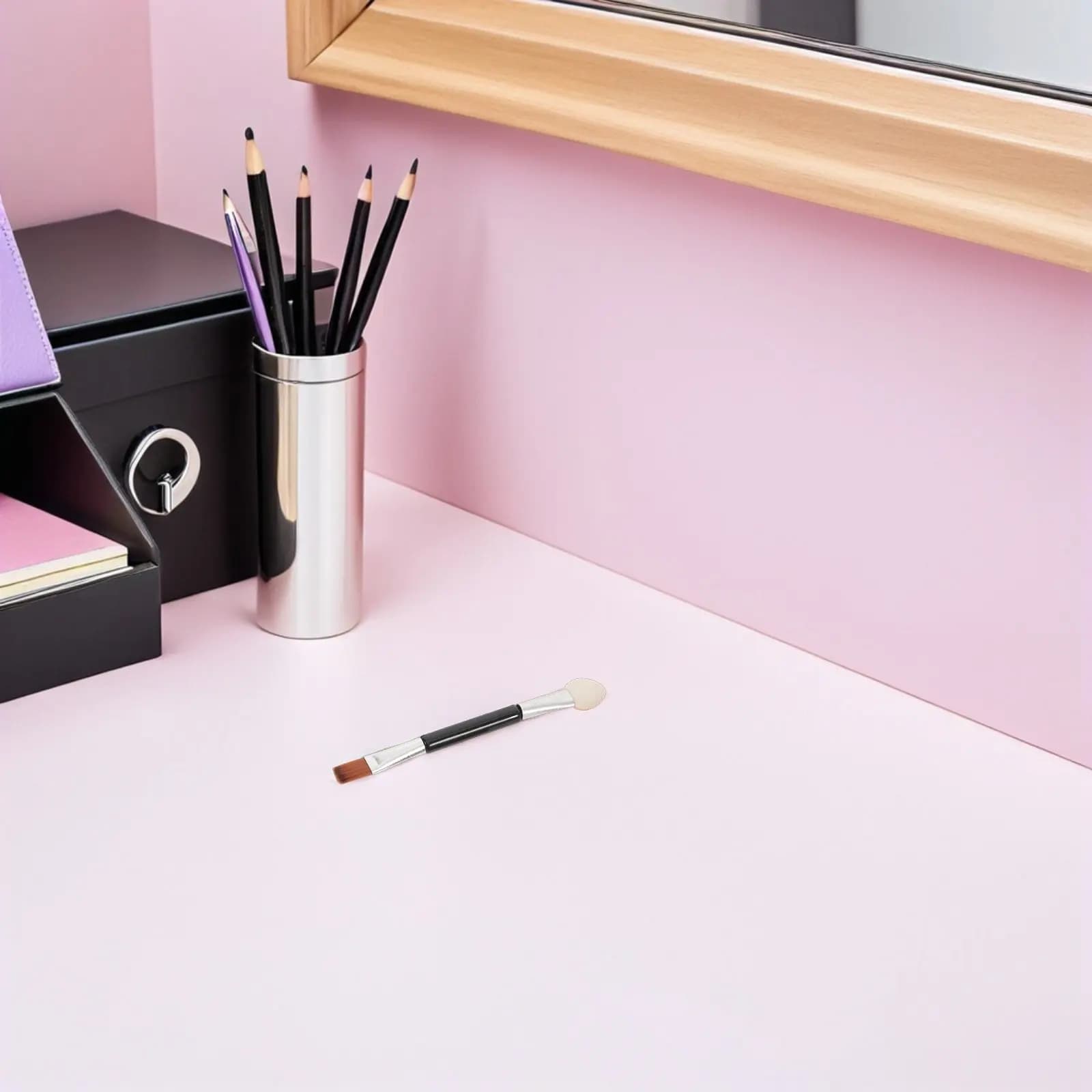 30 Pennelli Trucco Doppia Faccia con Tubo in Alluminio Argento, Applicatore Angolato per Sopracciglia e Ombretto, Pennello da Viaggio per Trucco Occhi