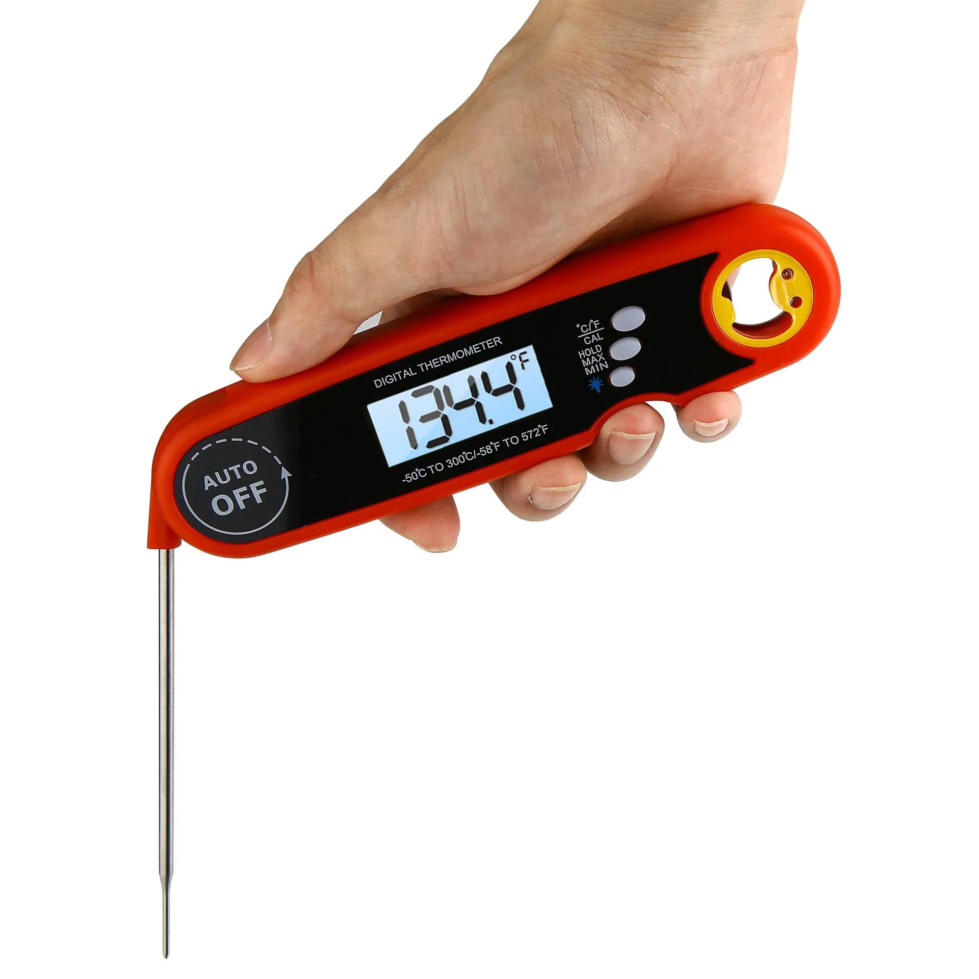 Termometro per alimenti pieghevole impermeabile, cucina, barbecue, misurazione rapida della temperatura, termometro elettronico per carne