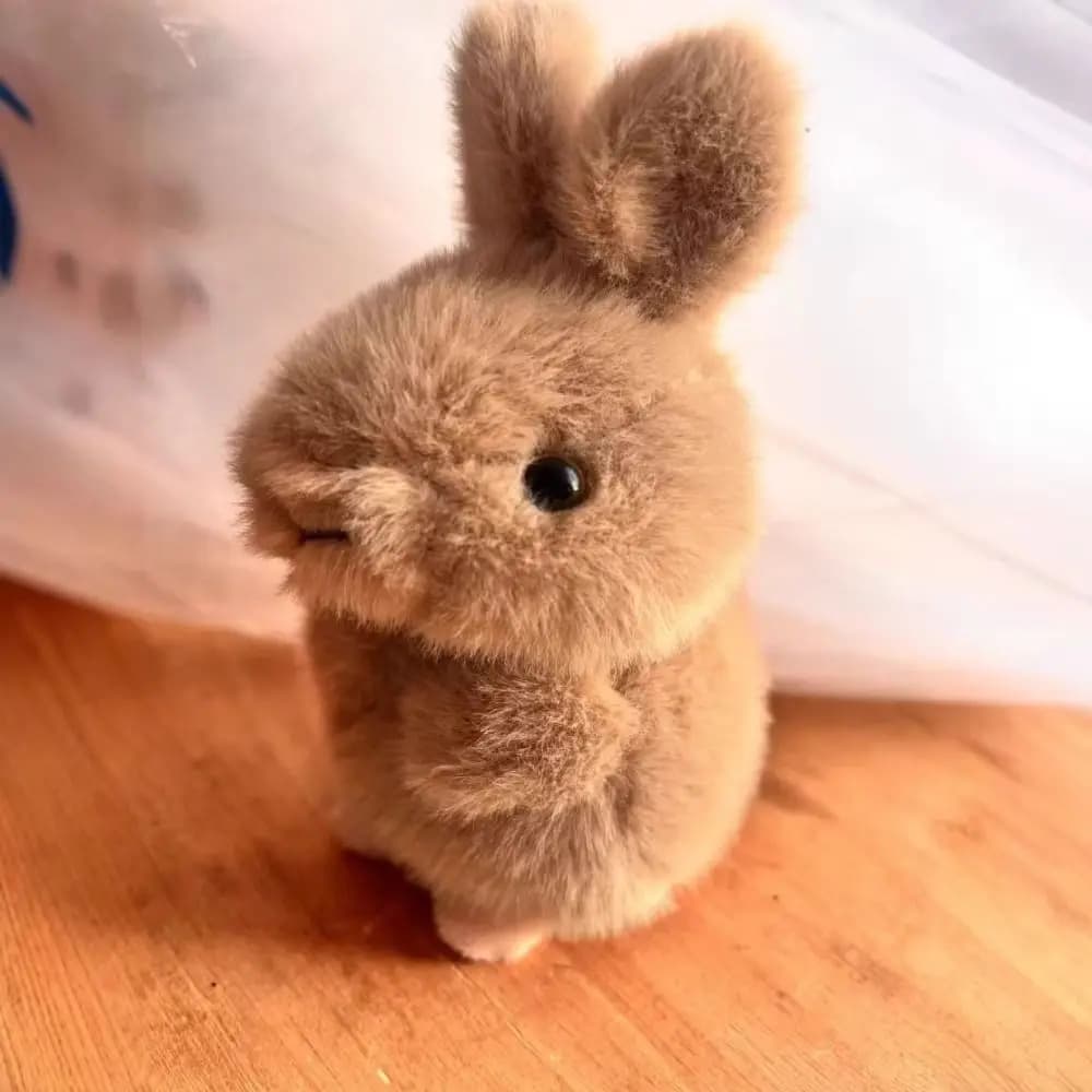 Portachiavi in Peluche a Forma di Coniglio in Cotone PP, Ornamenti Realistici di Coniglietti Imbottiti, Giocattoli Kawaii da 11cm, Accessori per Portachiavi