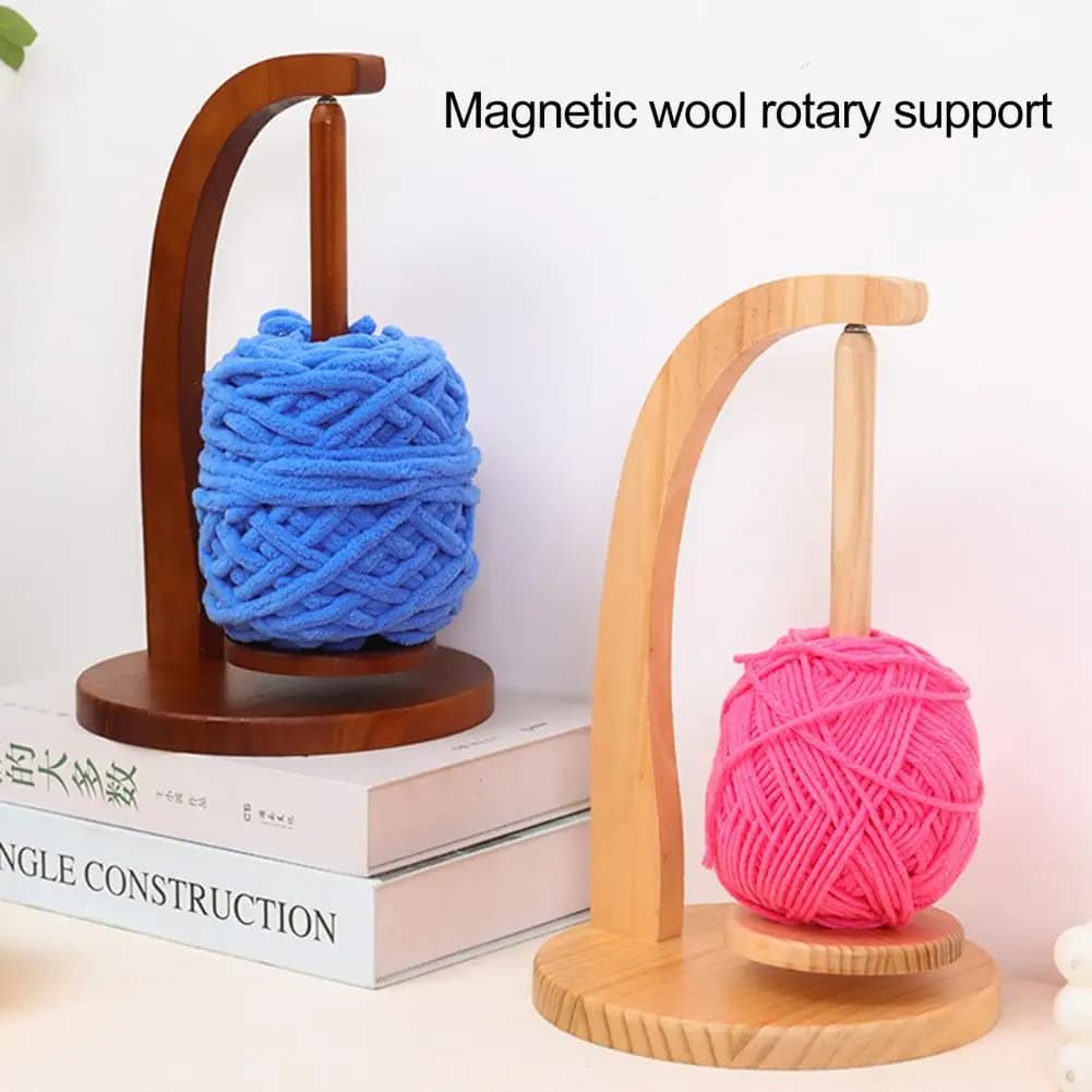 Porta filato in legno da 28,5 cm Pendolo rotante Palla per filato Spinner Dispenser per mandrino per filato magnetico Accessori per maglieria all'uncinetto