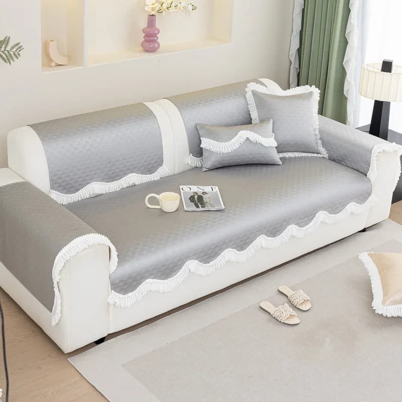 Ice Silk Sofa Cushion Summer Cool Feeling Breathable Sofa Covers for Living Room Anti-dirty Universal Couch Slipcover Sofa Towel