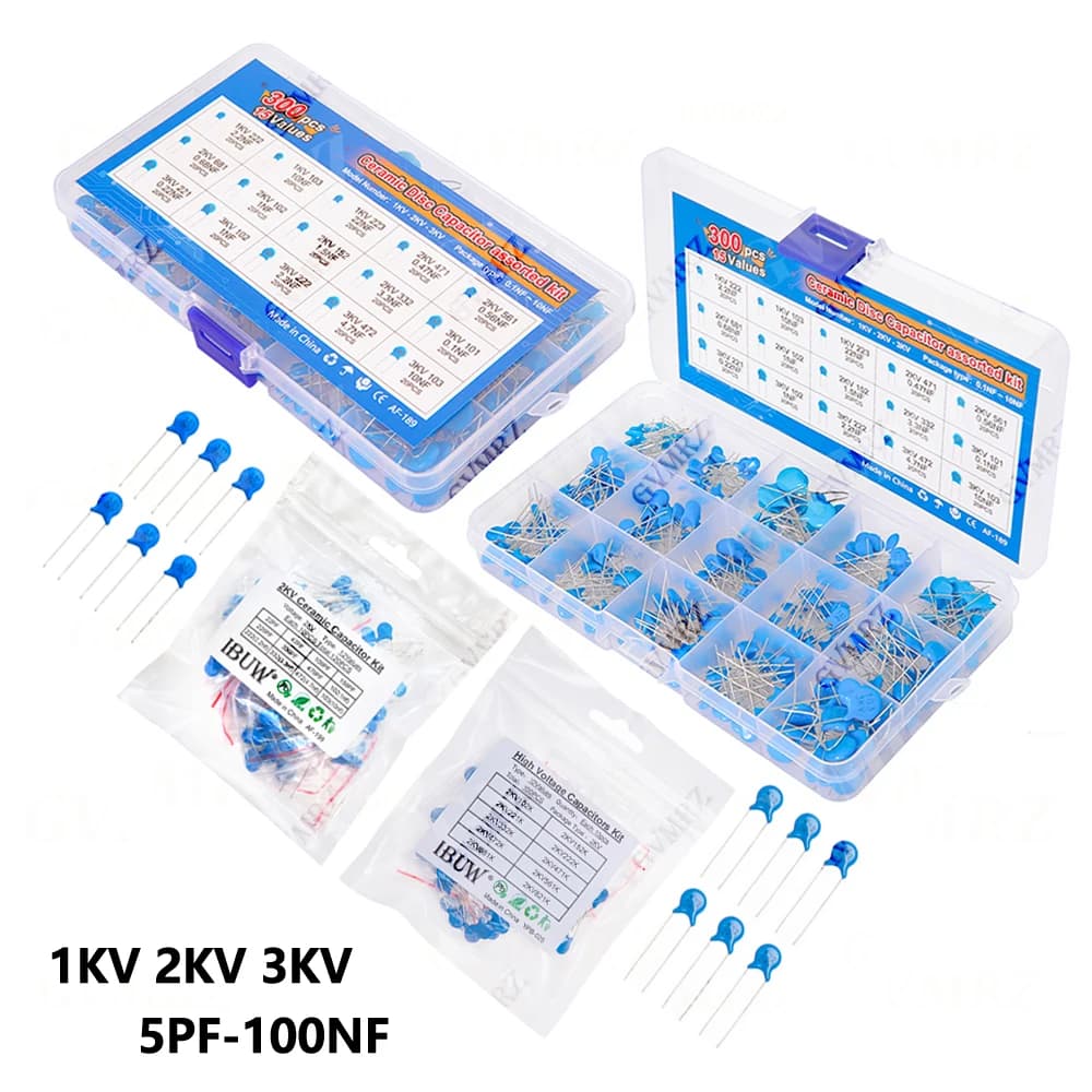 Kit di Condensatori Ceramici ad Alta Tensione 1KV 2KV 3KV 5PF 30PF 47PF 56PF 100PF 220PF 1NF 2.2NF 3.3NF 4.7NF 10NF 100NF 471 222 223 103