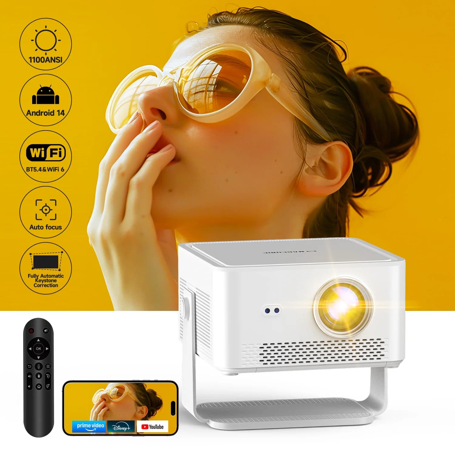 Magcubic HY450MAX Portable outdoor projector 1100ANSI 1080P Automatic focusing 8K Android support 14 WiFi6 Mini beam projector