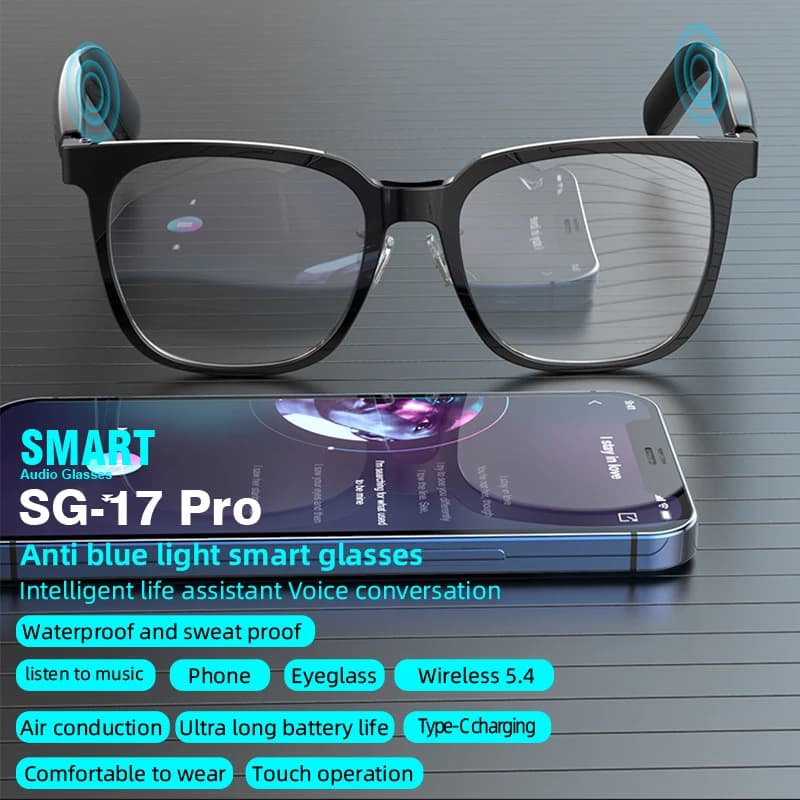 Multiple styles to choose Anti blue light with music listening, wireless headphones, smart phone glasses