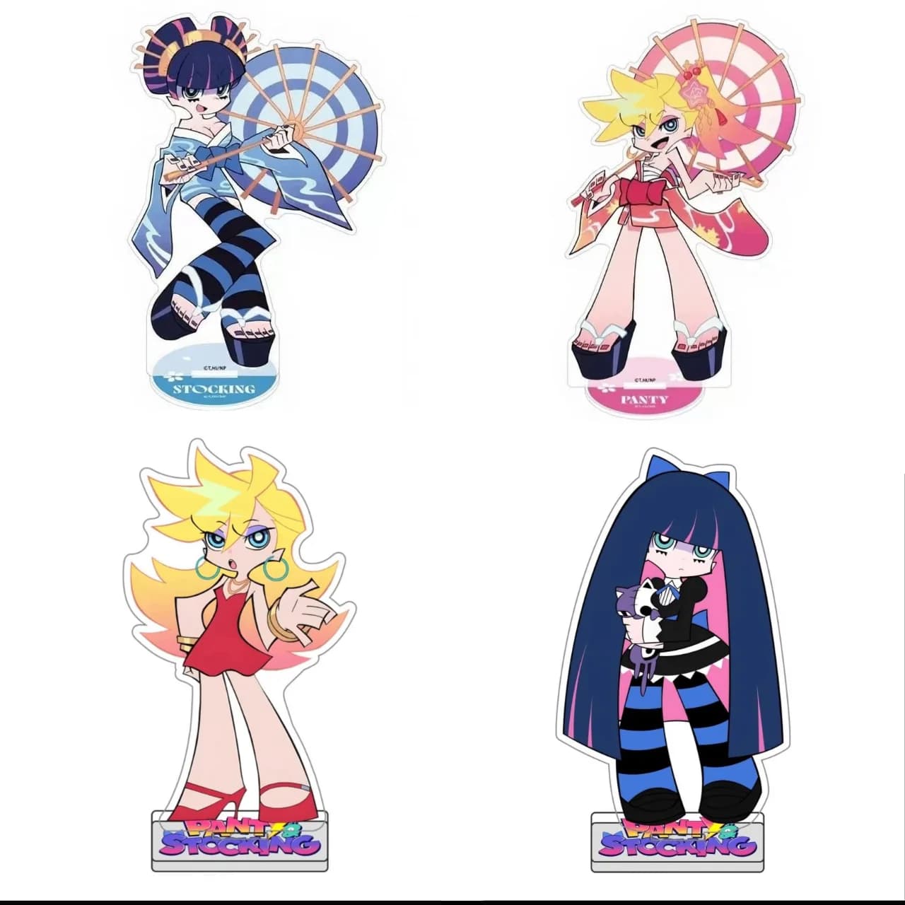 Anime Panty & Stocking with Garterbelt Figure Acrylic Stand Ornament Cute Desktop Model Decoration Cosplay Props Fans Gift
