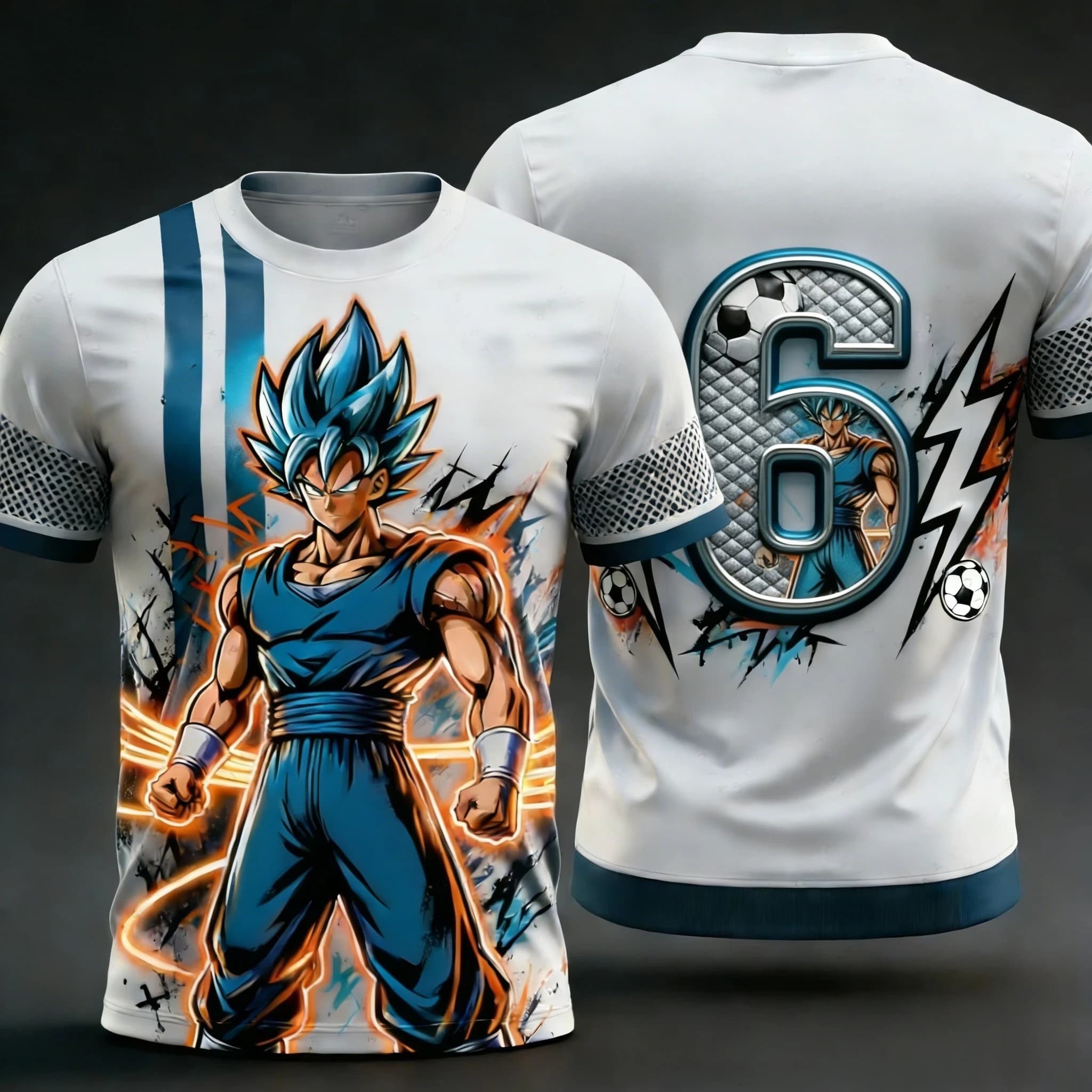Nuova Maglia da Calcio 3D Stampata Dragon Ball Goku 2026 per Adulti e Bambini, T-Shirt Anime, Maglia da Calcio Speciale NO.6 Unisex