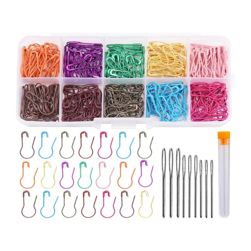 10 Colors 300Pcs Markers Crochet with 9Pcs with Blunt Sewing Needles Set Safety Pin Knitting Stitch Markers Crochet Accessories