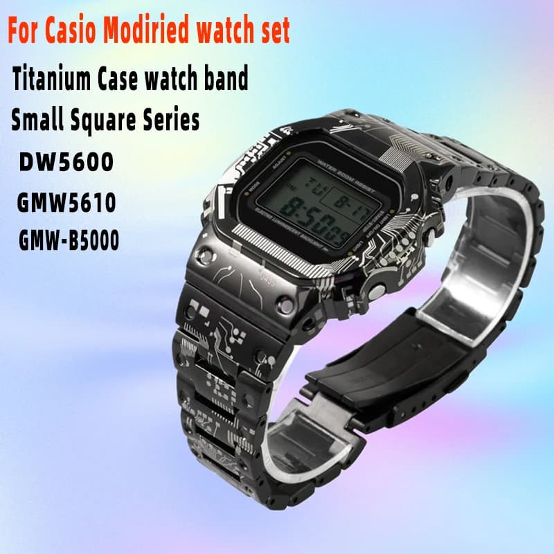 Kit di modifica per cinturino e cassa in lega di titanio per Casio DW-5600 GW-B5600 GW-M5610, lunetta in acciaio inossidabile + cinturino, accessori per orologi
