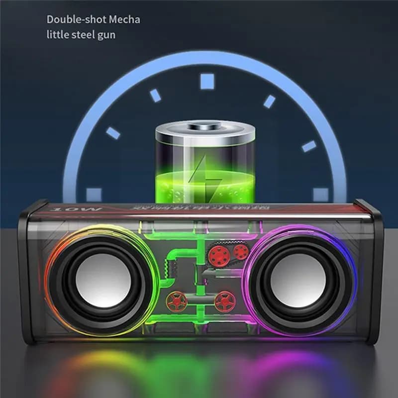 CCDDBG V8 Altoparlanti Bluetooth trasparenti con luce RGB, audio Bluetooth wireless per sport all'aperto, altoparlante subwoofer TWS, nero