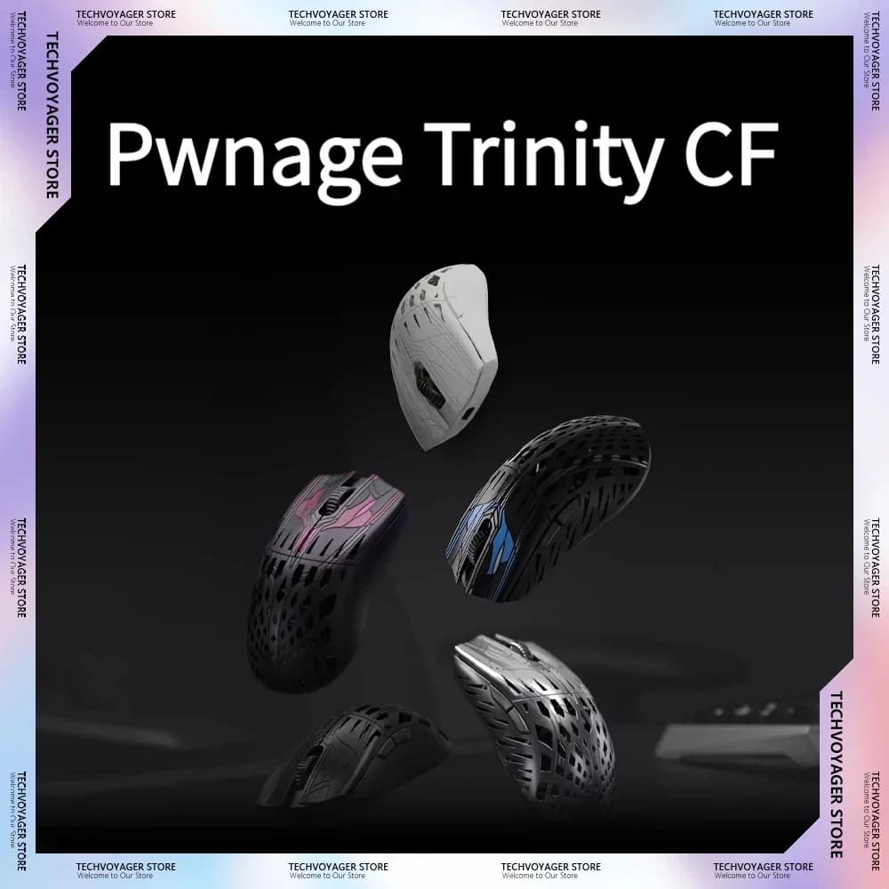 Pwnage Trinity CF Carbon Fibre Gaming Mouse Custom Wireless Wired Dual Mode Symmetrical Mice PC E-sports Accessories Gifts